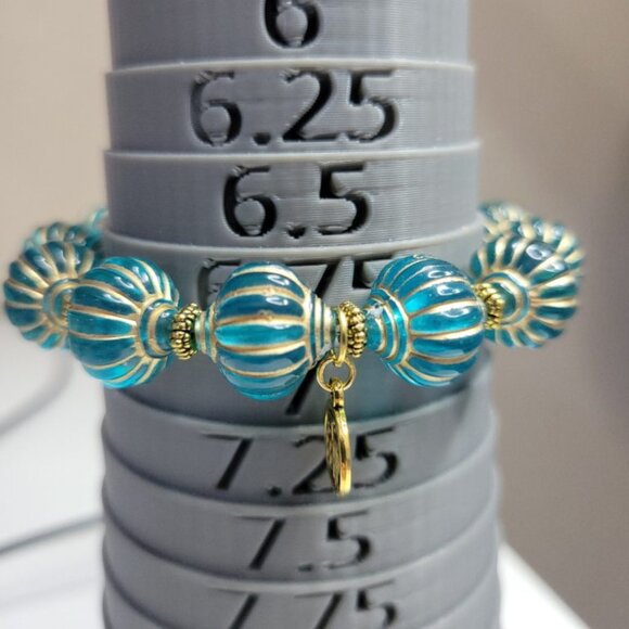 NWT Chinese Lantern Good Luck Fortune Charm Bracelet Green Blue Gold Stretch - Picture 4 of 6